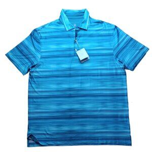 Hickey Freeman Aqua Golf Polo Shirt Men's Size LARGE Wicking UPF Ret $94 New